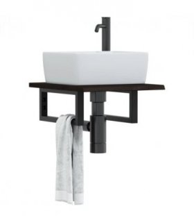 vidaXL Basin Shelf Wall Mounted Steel and Solid Wood Oa — Colour: dark brown and black, Size: 40 x 50 x 2 cm, Model: rectangular