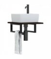 vidaXL Basin Shelf Wall Mounted Steel and Solid Wood Oa — Colour: dark brown and black, Size: 40 x 50 x 2 cm, Model: rectangular
