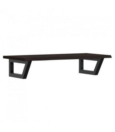 vidaXL Basin Shelf Wall Mounted Steel and Solid Wood Oak — Colour: dark brown and black, Size: 80 x 40 x 2 cm, Model: trapezium