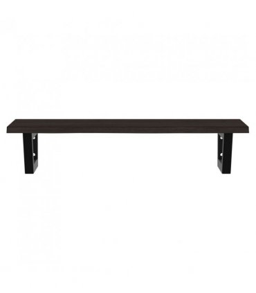 vidaXL Basin Shelf Wall Mounted Steel and Solid Wood Oak — Colour: dark brown and black, Size: 80 x 40 x 2 cm, Model: trapezium
