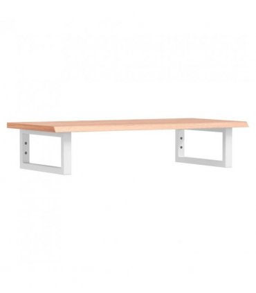 vidaXL Basin Shelf Wall Mounted Steel and Solid Wood O — Colour: light brown and white, Size: 80 x 40 x 2 cm, Model: rectangular