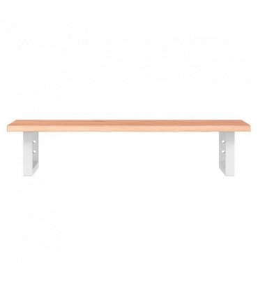 vidaXL Basin Shelf Wall Mounted Steel and Solid Wood O — Colour: light brown and white, Size: 80 x 40 x 2 cm, Model: rectangular