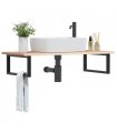 vidaXL Basin Shelf Wall Mounted Steel and Solid Wood Oak — Colour: brown and black, Size: 100 x 50 x 2 cm, Model: rectangular