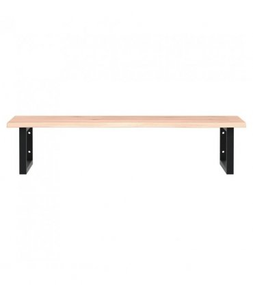 vidaXL Basin Shelf Wall Mounted Steel and Solid Wood Oak — Colour: brown and black, Size: 100 x 50 x 2 cm, Model: rectangular