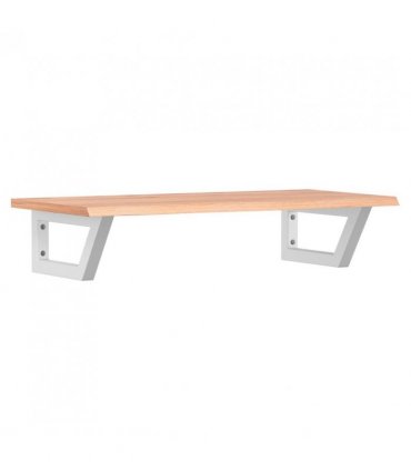 vidaXL Basin Shelf Wall Mounted Steel and Solid Wood Oak — Colour: light brown and white, Size: 80 x 40 x 2 cm, Model: trapezium