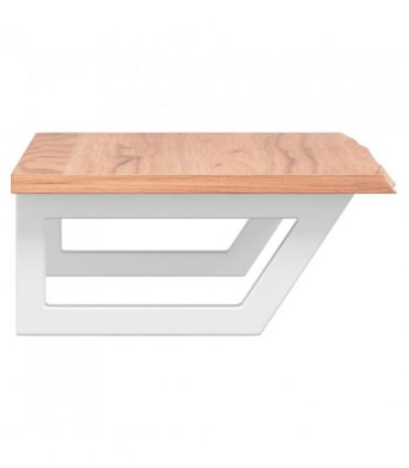 vidaXL Basin Shelf Wall Mounted Steel and Solid Wood Oak — Colour: light brown and white, Size: 80 x 40 x 2 cm, Model: trapezium