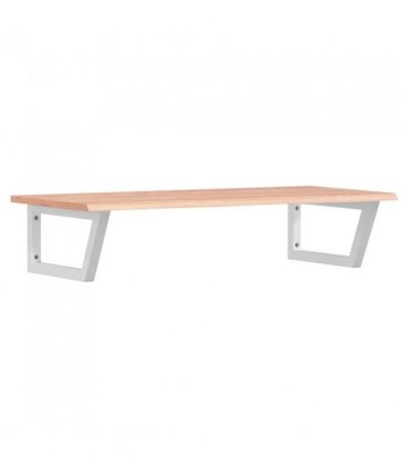 vidaXL Basin Shelf Wall Mounted Steel and Solid Wood Oa — Colour: light brown and white, Size: 100 x 50 x 2 cm, Model: trapezium