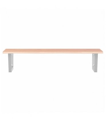 vidaXL Basin Shelf Wall Mounted Steel and Solid Wood Oa — Colour: light brown and white, Size: 100 x 50 x 2 cm, Model: trapezium