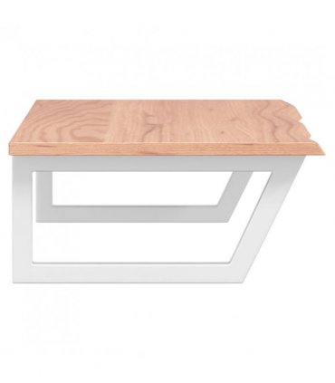 vidaXL Basin Shelf Wall Mounted Steel and Solid Wood Oa — Colour: light brown and white, Size: 100 x 50 x 2 cm, Model: trapezium