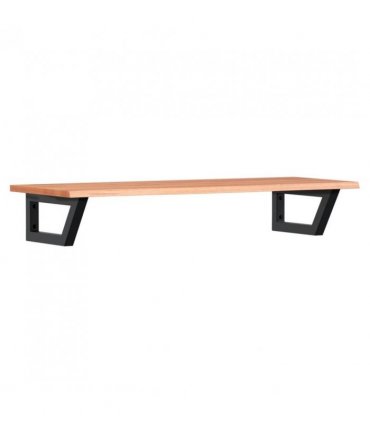 vidaXL Basin Shelf Wall Mounted Steel and Solid Wood Oa — Colour: light brown and black, Size: 100 x 40 x 2 cm, Model: trapezium