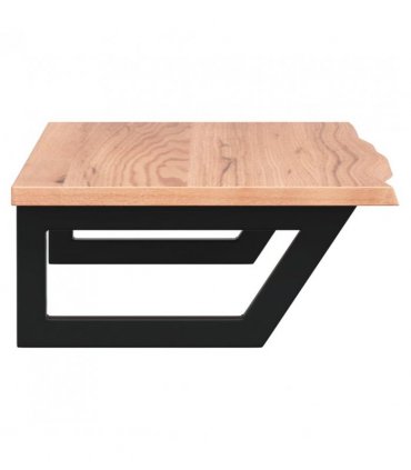 vidaXL Basin Shelf Wall Mounted Steel and Solid Wood Oa — Colour: light brown and black, Size: 100 x 40 x 2 cm, Model: trapezium