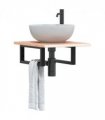 vidaXL Basin Shelf Wall Mounted Steel and Solid Wood O — Colour: light brown and black, Size: 40 x 50 x 2 cm, Model: rectangular
