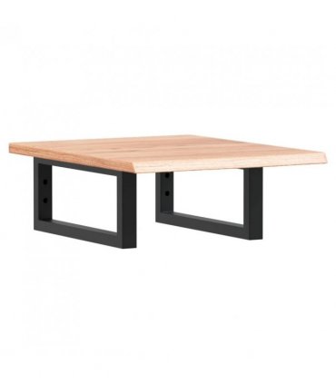 vidaXL Basin Shelf Wall Mounted Steel and Solid Wood O — Colour: light brown and black, Size: 40 x 50 x 2 cm, Model: rectangular