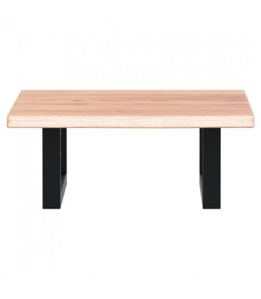 vidaXL Basin Shelf Wall Mounted Steel and Solid Wood O — Colour: light brown and black, Size: 40 x 50 x 2 cm, Model: rectangular