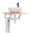 vidaXL Basin Shelf Wall Mounted Steel and Solid Wood Oak — Colour: light brown and white, Size: 40 x 60 x 2 cm, Model: trapezium