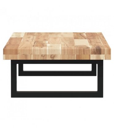 vidaXL Basin Shelf Wall Mounted Steel and Solid Wood Acacia — Colour: brown and black, Size: 80 x 40 x 4 cm, Model: rectangular