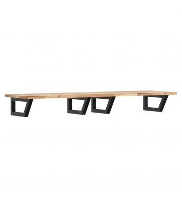 vidaXL Basin Shelf Wall Mounted Steel and Solid Wood Acacia — Colour: brown and black, Size: 160 x 40 x 2 cm, Model: trapezium