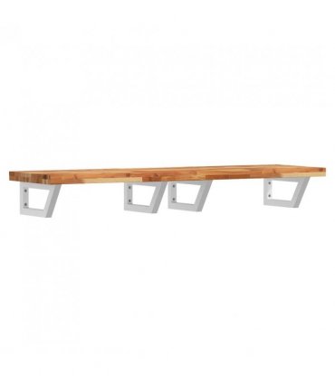 vidaXL Basin Shelf Wall Mounted Steel and Solid Wood Aca — Colour: dark brown and white, Size: 160 x 40 x 4 cm, Model: trapezium