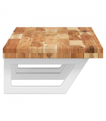 vidaXL Basin Shelf Wall Mounted Steel and Solid Wood Aca — Colour: dark brown and white, Size: 160 x 40 x 4 cm, Model: trapezium