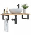 vidaXL Basin Shelf Wall Mounted Steel and Solid Wood Acacia — Colour: brown and black, Size: 100 x 40 x 2 cm, Model: rectangular