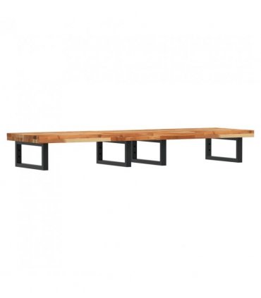 vidaXL Basin Shelf Wall Mounted Steel and Solid Wood A — Colour: dark brown and black, Size: 160 x 40 x 4 cm, Model: rectangular