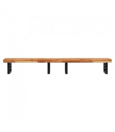 vidaXL Basin Shelf Wall Mounted Steel and Solid Wood A — Colour: dark brown and black, Size: 160 x 40 x 4 cm, Model: rectangular