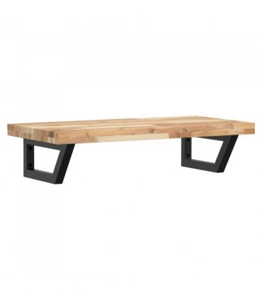 vidaXL Basin Shelf Wall Mounted Steel and Solid Wood Acacia — Colour: brown and black, Size: 80 x 40 x 4 cm, Model: trapezium