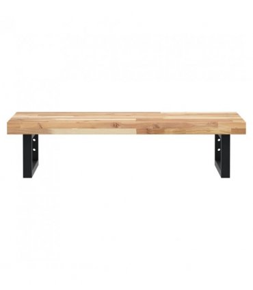 vidaXL Basin Shelf Wall Mounted Steel and Solid Wood Acacia — Colour: brown and black, Size: 80 x 40 x 4 cm, Model: trapezium