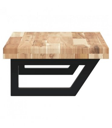 vidaXL Basin Shelf Wall Mounted Steel and Solid Wood Acacia — Colour: brown and black, Size: 80 x 40 x 4 cm, Model: trapezium
