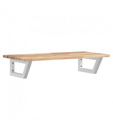 vidaXL Basin Shelf Wall Mounted Steel and Solid Wood Acacia — Colour: brown and white, Size: 100 x 40 x 2 cm, Model: trapezium