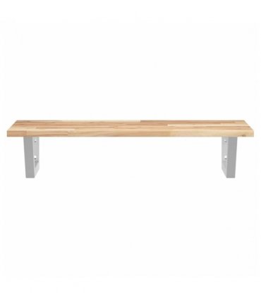 vidaXL Basin Shelf Wall Mounted Steel and Solid Wood Acacia — Colour: brown and white, Size: 100 x 40 x 2 cm, Model: trapezium