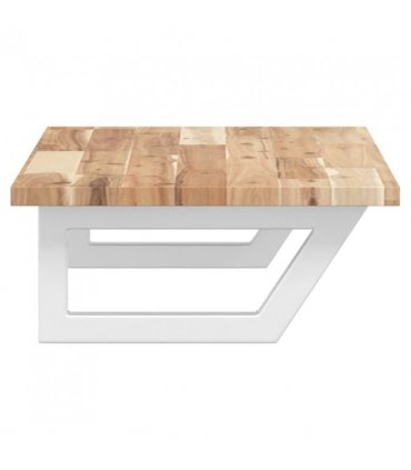 vidaXL Basin Shelf Wall Mounted Steel and Solid Wood Acacia — Colour: brown and white, Size: 100 x 40 x 2 cm, Model: trapezium