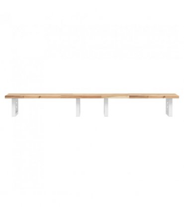 vidaXL Basin Shelf Wall Mounted Steel and Solid Wood Acacia — Colour: brown and white, Size: 120 x 40 x 2 cm, Model: rectangular