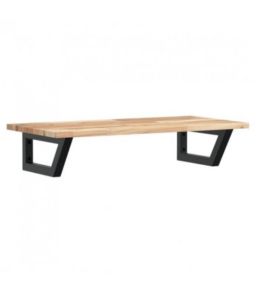 vidaXL Basin Shelf Wall Mounted Steel and Solid Wood Acacia — Colour: brown and black, Size: 100 x 40 x 2 cm, Model: trapezium