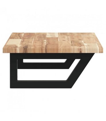 vidaXL Basin Shelf Wall Mounted Steel and Solid Wood Acacia — Colour: brown and black, Size: 100 x 40 x 2 cm, Model: trapezium