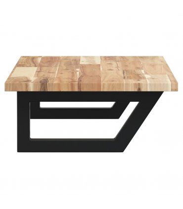 vidaXL Basin Shelf Wall Mounted Steel and Solid Wood Acacia — Colour: brown and black, Size: 80 x 40 x 2 cm, Model: trapezium