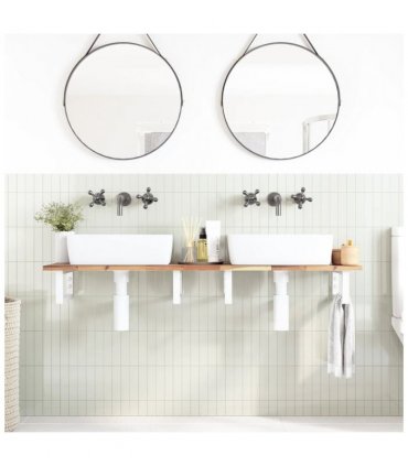vidaXL Basin Shelf Wall Mounted Steel and Solid Wood Acacia — Colour: brown and white, Size: 160 x 40 x 2 cm, Model: rectangular