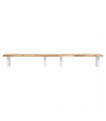 vidaXL Basin Shelf Wall Mounted Steel and Solid Wood Acacia — Colour: brown and white, Size: 160 x 40 x 2 cm, Model: rectangular