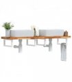 vidaXL Basin Shelf Wall Mounted Steel and Solid Wood A — Colour: dark brown and white, Size: 160 x 40 x 4 cm, Model: rectangular