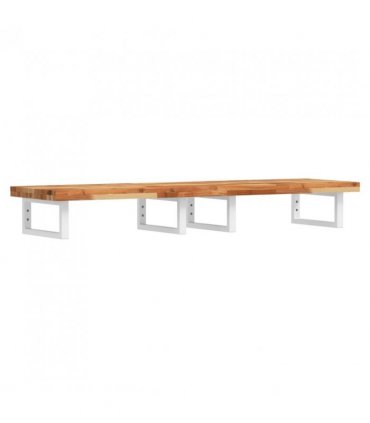 vidaXL Basin Shelf Wall Mounted Steel and Solid Wood A — Colour: dark brown and white, Size: 160 x 40 x 4 cm, Model: rectangular