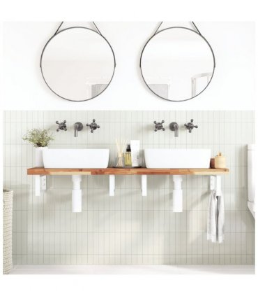 vidaXL Basin Shelf Wall Mounted Steel and Solid Wood A — Colour: dark brown and white, Size: 160 x 40 x 4 cm, Model: rectangular