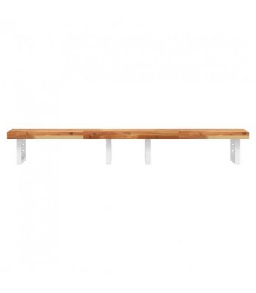 vidaXL Basin Shelf Wall Mounted Steel and Solid Wood A — Colour: dark brown and white, Size: 160 x 40 x 4 cm, Model: rectangular