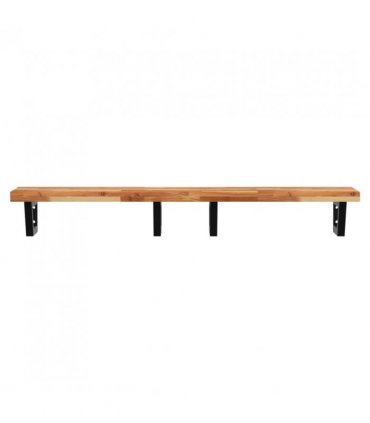 vidaXL Basin Shelf Wall Mounted Steel and Solid Wood Aca — Colour: dark brown and black, Size: 160 x 40 x 4 cm, Model: trapezium