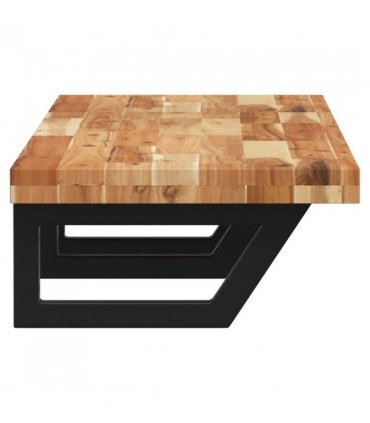 vidaXL Basin Shelf Wall Mounted Steel and Solid Wood Aca — Colour: dark brown and black, Size: 160 x 40 x 4 cm, Model: trapezium