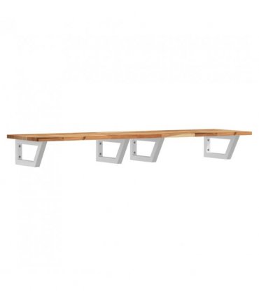 vidaXL Basin Shelf Wall Mounted Steel and Solid Wood Aca — Colour: dark brown and white, Size: 120 x 40 x 2 cm, Model: trapezium