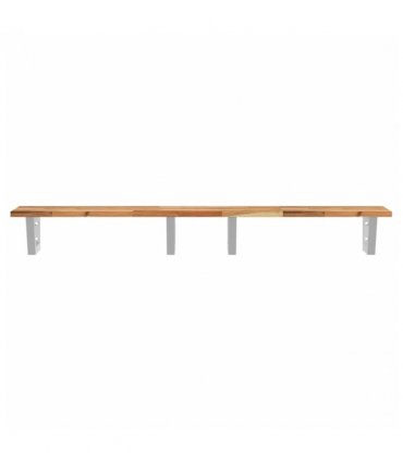 vidaXL Basin Shelf Wall Mounted Steel and Solid Wood Aca — Colour: dark brown and white, Size: 120 x 40 x 2 cm, Model: trapezium