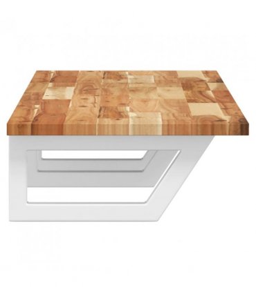 vidaXL Basin Shelf Wall Mounted Steel and Solid Wood Aca — Colour: dark brown and white, Size: 120 x 40 x 2 cm, Model: trapezium