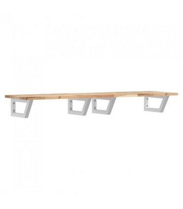 vidaXL Basin Shelf Wall Mounted Steel and Solid Wood Acacia — Colour: brown and white, Size: 160 x 40 x 2 cm, Model: trapezium