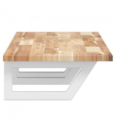 vidaXL Basin Shelf Wall Mounted Steel and Solid Wood Acacia — Colour: brown and white, Size: 160 x 40 x 2 cm, Model: trapezium