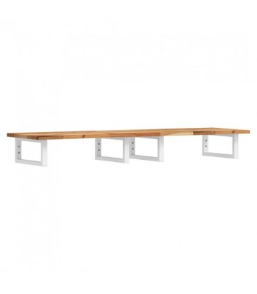 vidaXL Basin Shelf Wall Mounted Steel and Solid Wood A — Colour: dark brown and white, Size: 120 x 40 x 2 cm, Model: rectangular